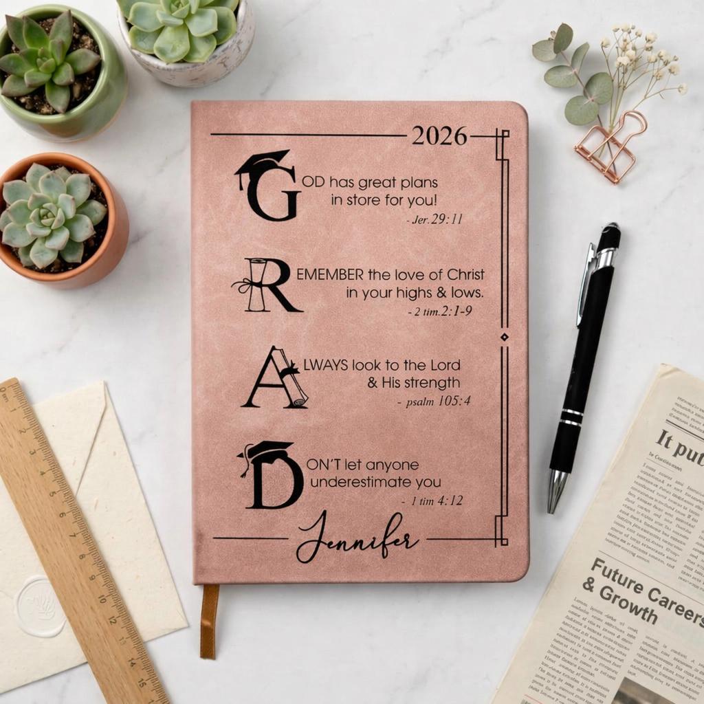 Custom Graduation Journal, Graduation Motivation God Has Great Plans, Personalized Leather Journal, Grad Gift For Daughter, Class Of 2026