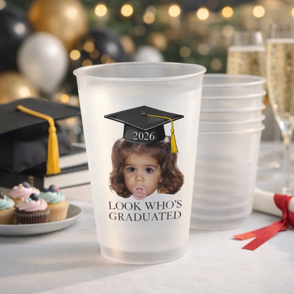 Custom Childhood Photo Graduation Frosted Cup, Class of 2026 Graduation Gift, Graduation Drinkware, Senior Night Cup, Party Favor Cup