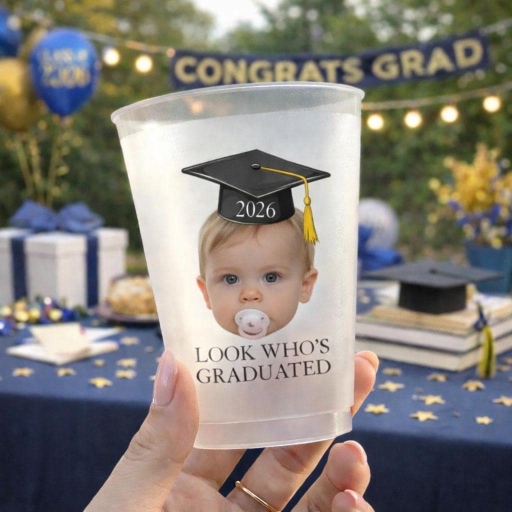 Custom Childhood Photo Graduation Frosted Cup, Class of 2026 Graduation Gift, Graduation Drinkware, Senior Night Cup, Party Favor Cup