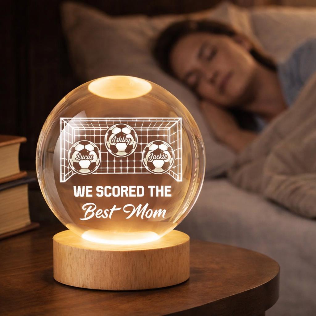 Soccer Football Goal We Scored The Best Mom, Personalized Crystal Ball LED Night Light, Mothers Day Gift For Soccer Mom, Soccer Mama Gift