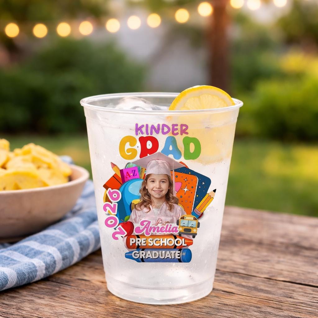 Personalized Graduation Frosted Cup, Pre‑K Kindergarten Graduation Party, Graduation Drinkware, Party Favor Cup, Kids Graduation Party Decor