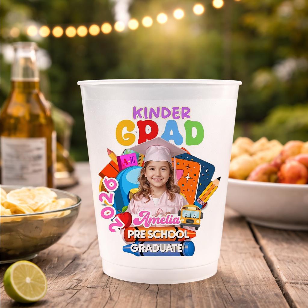 Personalized Graduation Frosted Cup, Pre‑K Kindergarten Graduation Party, Graduation Drinkware, Party Favor Cup, Kids Graduation Party Decor