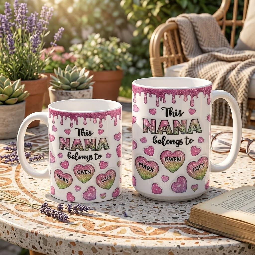 Custom Mama Coffee Mug, This Mom Grandma Coffee Cup, Inflated Effect Printed, Personalized Mothers Day Gift For Mom, Nana, Grandma