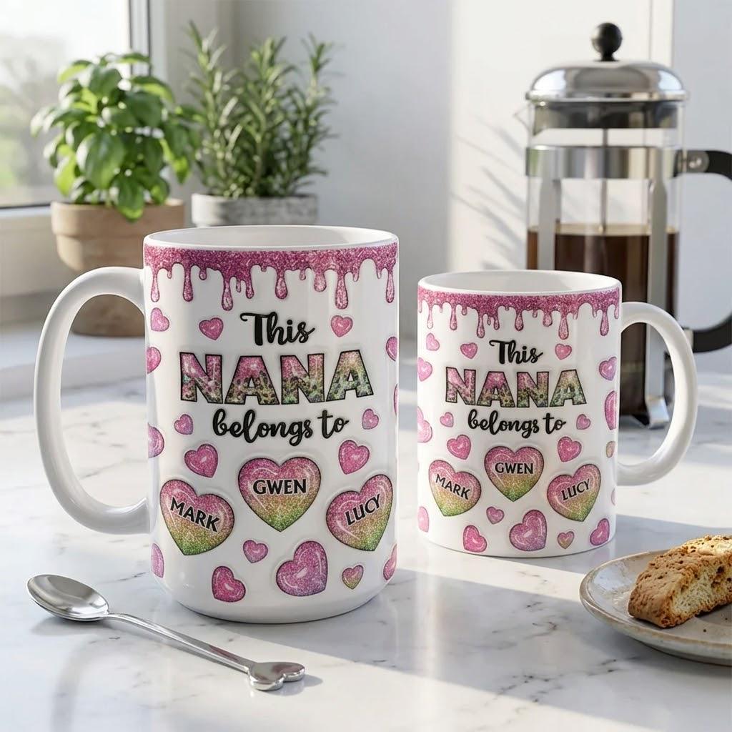 Custom Mama Coffee Mug, This Mom Grandma Coffee Cup, Inflated Effect Printed, Personalized Mothers Day Gift For Mom, Nana, Grandma