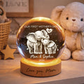Elephant Mom And Baby Our First Mother's Day - Personalized Crystal Ball LED Night Light - First Mother's Day Gift For New Mom