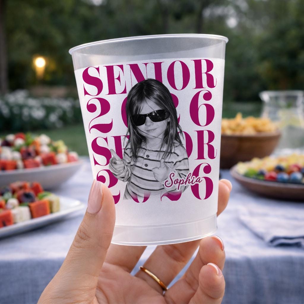 Senior 2026 Custom Photo Frosted Cup, Personalized Graduation Party Cup, Class of 2026 Gift, Senior Photo Keepsake Tumbler, Party Favor Cup
