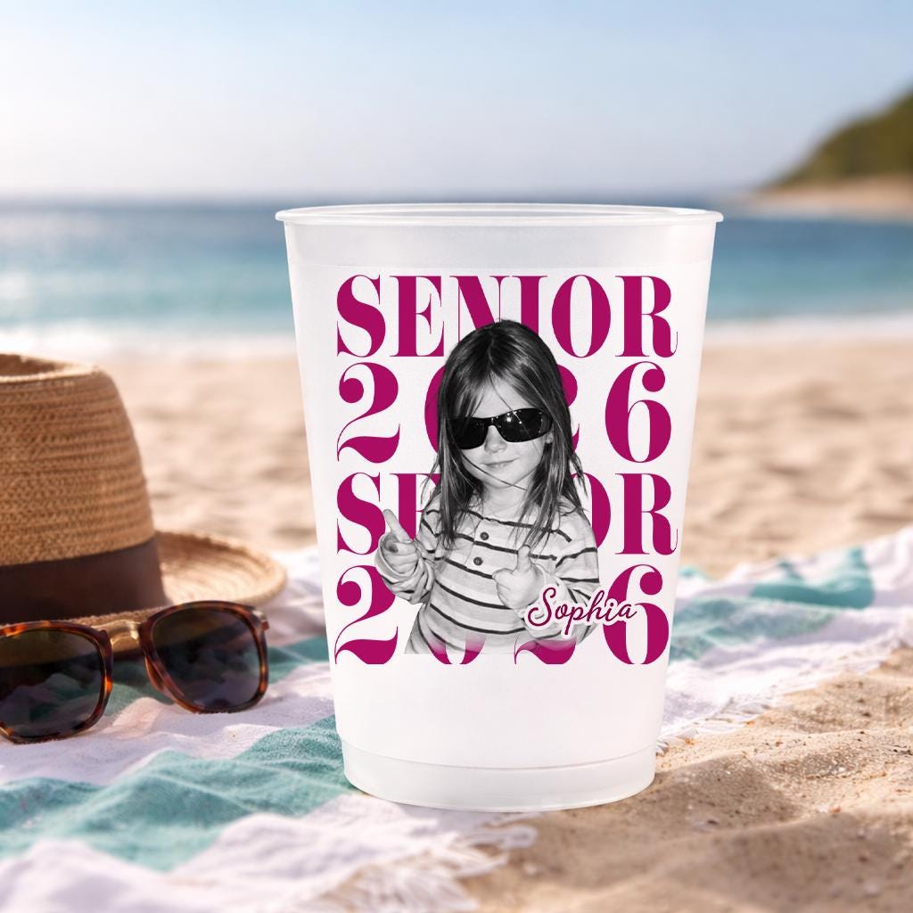 Senior 2026 Custom Photo Frosted Cup, Personalized Graduation Party Cup, Class of 2026 Gift, Senior Photo Keepsake Tumbler, Party Favor Cup