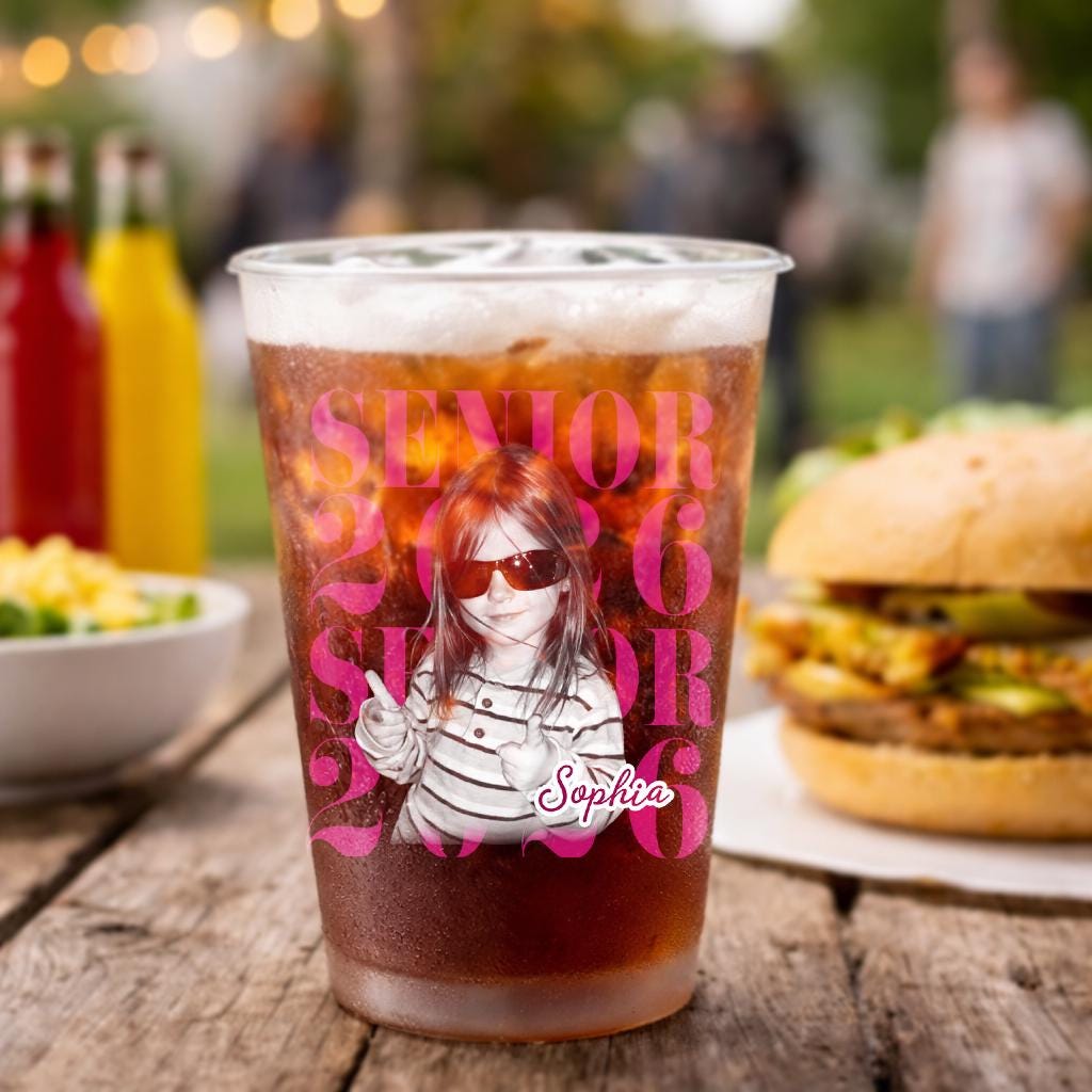 Senior 2026 Custom Photo Frosted Cup, Personalized Graduation Party Cup, Class of 2026 Gift, Senior Photo Keepsake Tumbler, Party Favor Cup