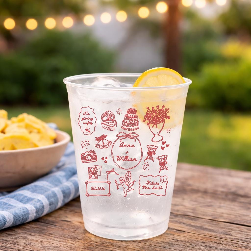 Personalized Wedding Frosted Cup, Custom Bride Groom Party Cup, Bridal Shower Drinkware, Engagement Gift, Bachelorette Party Favor