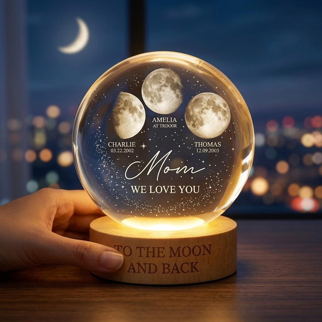 Thank You For Being Our Universe Mom Crystal Ball Lamp, Love You To The Moon and Back, Mother’s Day Gift, Unique Idea Gift for Mom