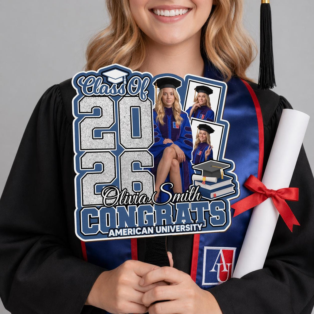 Grad Head Face Fan Class of 2026 Graduate Party Favor, Face on a Stick, Graduation Fan, Class of 2026, Personalized Graduation Fan Handheld