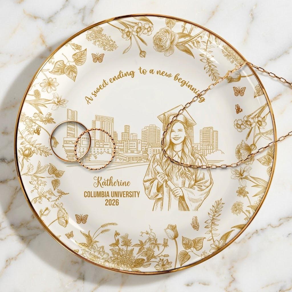 Custom Photo Pencil Sketch Graduation Jewelry Dish, Personalized Graduation Gift for Her, Class Of 2026 Gift for Friends, Gift for Daughter