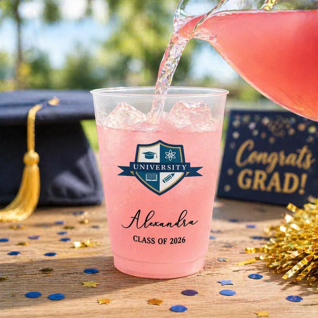 Custom Photo University Logo Graduation Personalized Frosted Cups, Class of 2026 Graduation Gift, Graduation Drinkware, Party Favor Cup