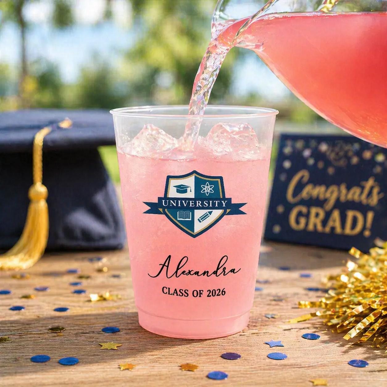 Custom Photo University Logo Graduation Personalized Frosted Cups, Class of 2026 Graduation Gift, Graduation Drinkware, Party Favor Cup