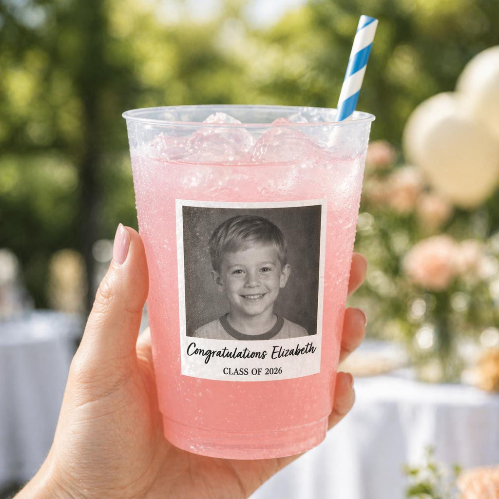 Custom Photo Congratulations Graduate Vintage - Personalized Frosted Cups, Custom Childhood Photo Funny Party Cup, Senior Party Drinkware
