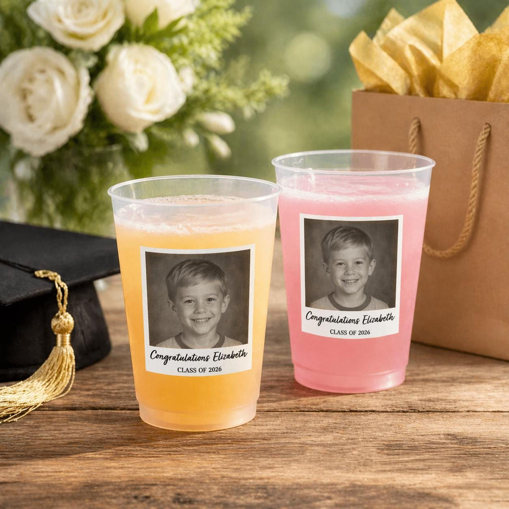 Custom Photo Congratulations Graduate Vintage - Personalized Frosted Cups, Custom Childhood Photo Funny Party Cup, Senior Party Drinkware