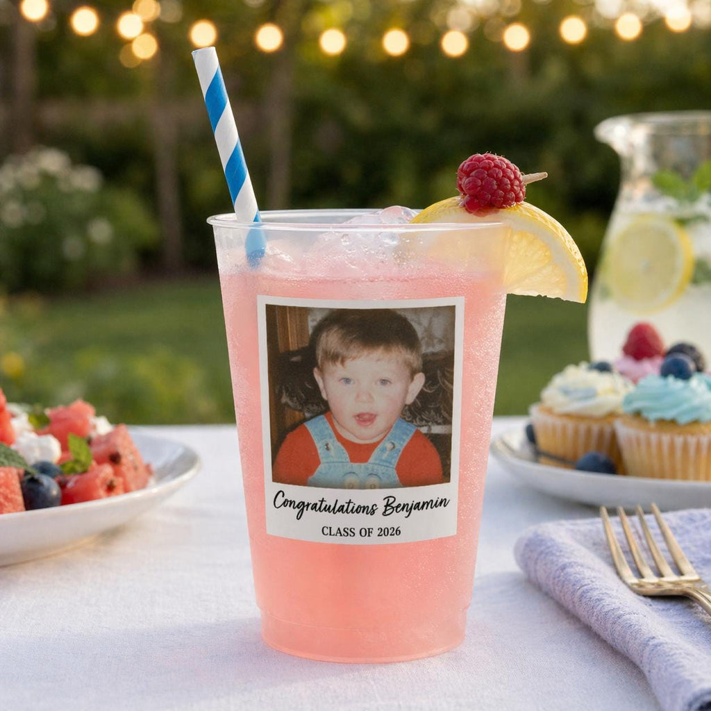 Custom Photo Congratulations Graduate Vintage - Personalized Frosted Cups, Custom Childhood Photo Funny Party Cup, Senior Party Drinkware