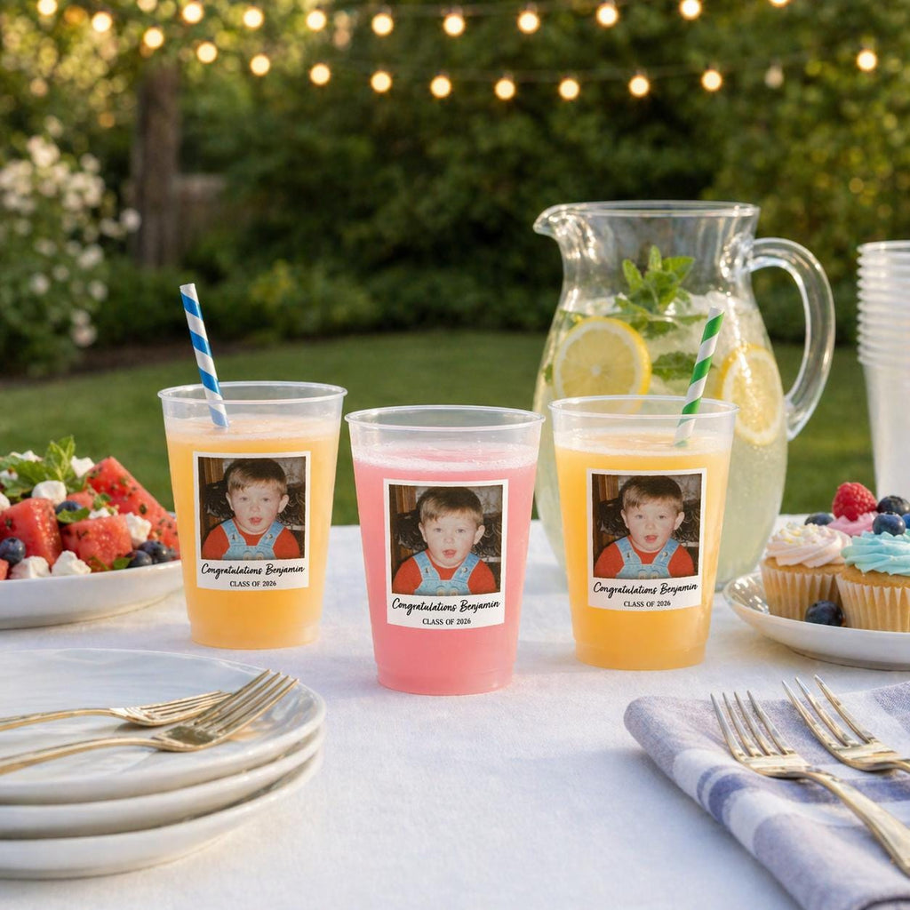 Custom Photo Congratulations Graduate Vintage - Personalized Frosted Cups, Custom Childhood Photo Funny Party Cup, Senior Party Drinkware