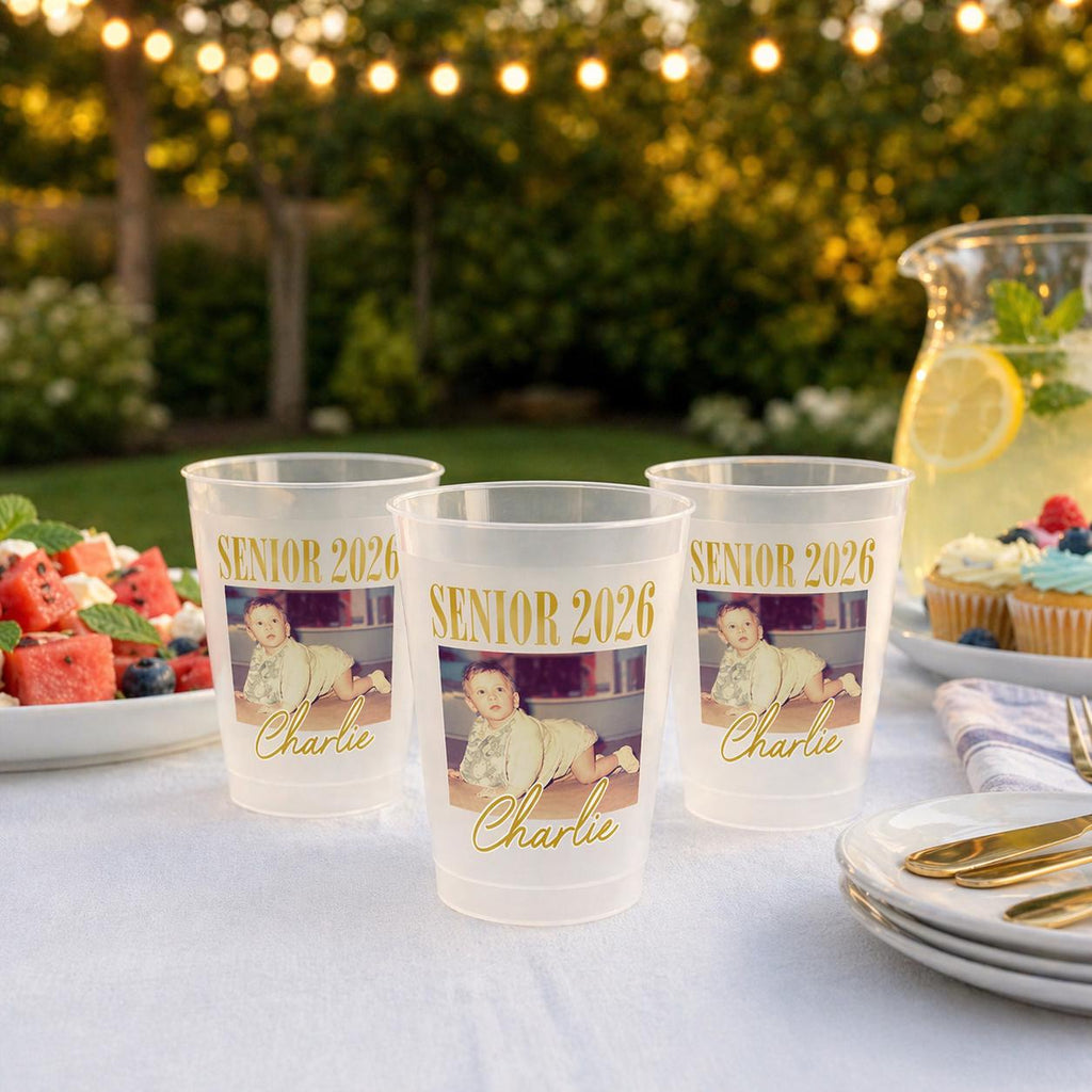 Custom Senior 2026 Custom Photo Frosted Cup. Personalized Graduation Party Cups, Funny Childhood Picture Tumbler, High School Senior Gift