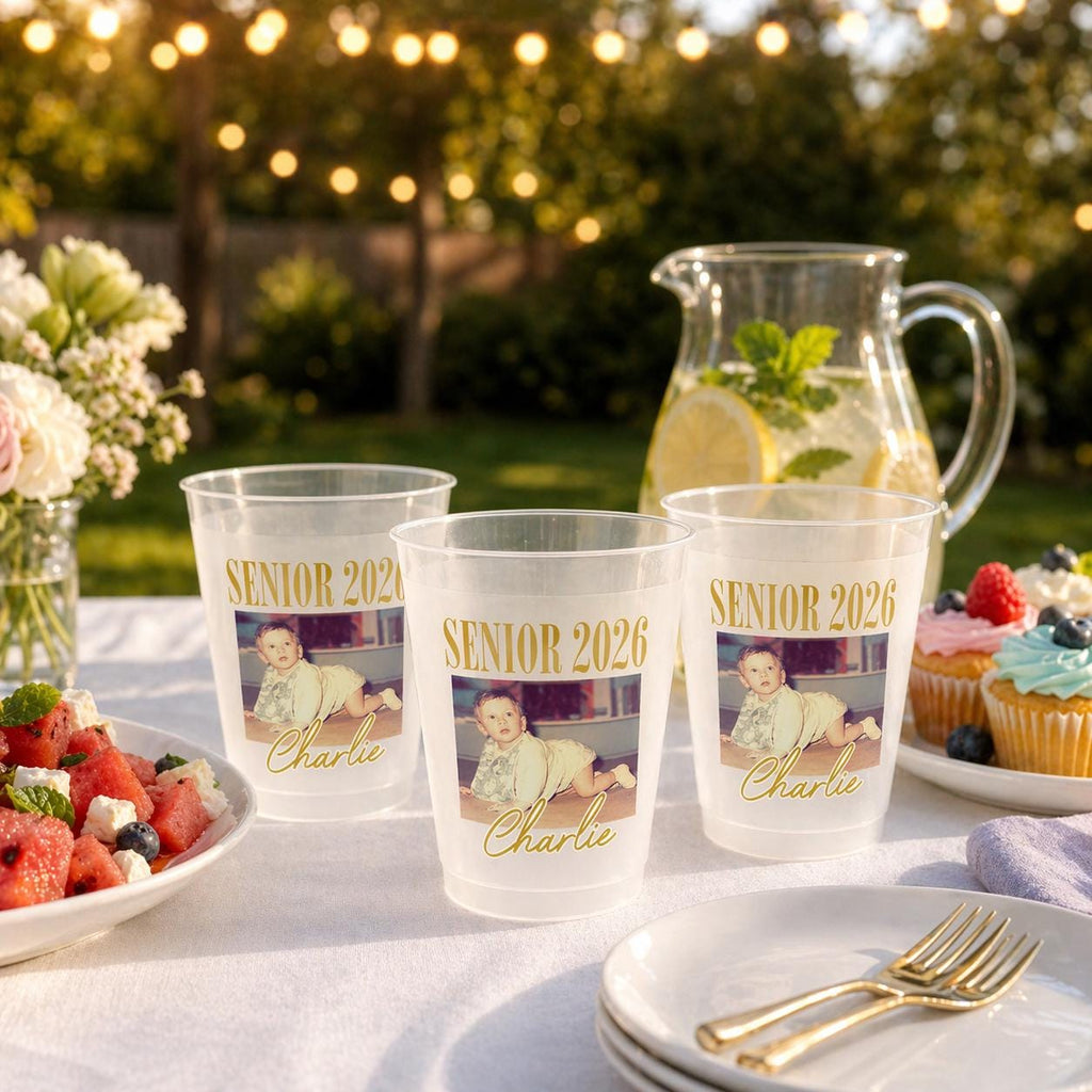 Custom Senior 2026 Custom Photo Frosted Cup. Personalized Graduation Party Cups, Funny Childhood Picture Tumbler, High School Senior Gift