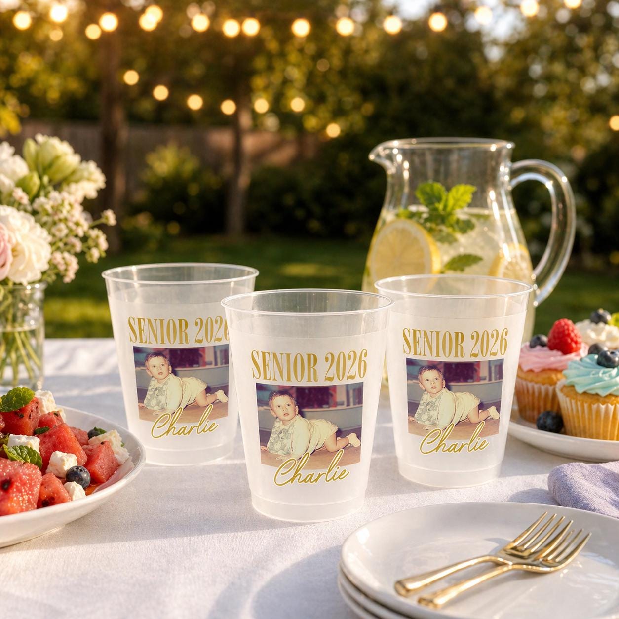 Custom Senior 2026 Custom Photo Frosted Cup. Personalized Graduation Party Cups, Funny Childhood Picture Tumbler, High School Senior Gift
