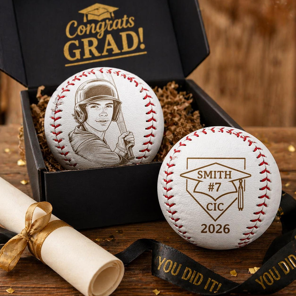 Custom Engraved Photo Baseball Ball, Personalized Baseball Keepsake Gift for Ball Players, Graduation Senior Gift for Son, Baseball Lover