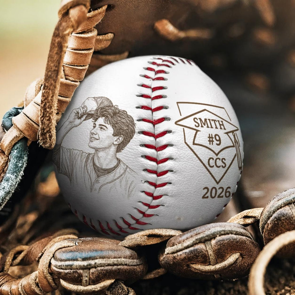 Custom Engraved Photo Baseball Ball, Personalized Baseball Keepsake Gift for Ball Players, Graduation Senior Gift for Son, Baseball Lover