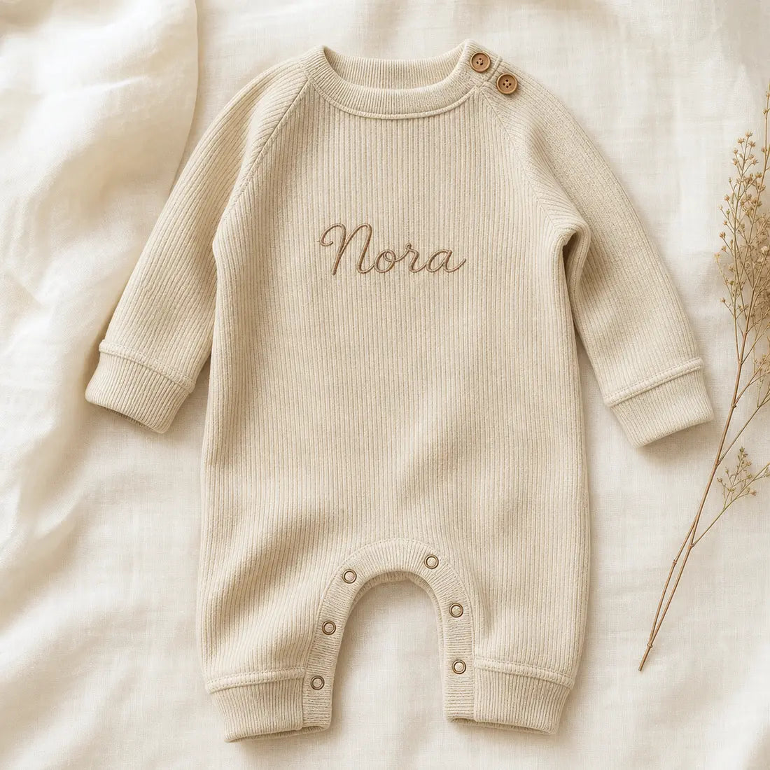 Knit Classic Embroidered Romper, made to order by Hush & Bloom