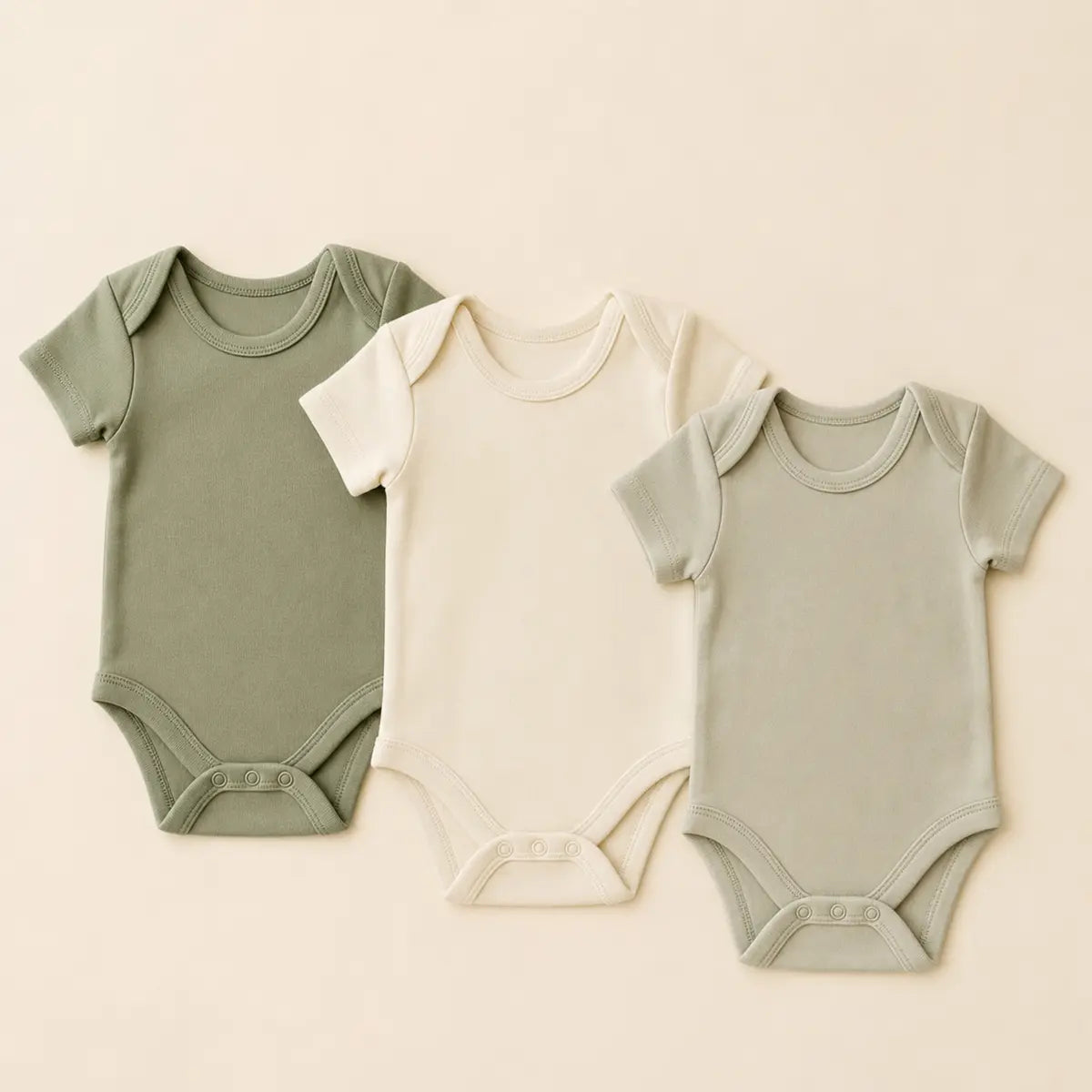 Little Sprout Bodysuit Trio arranged as a clean baby shower product photo