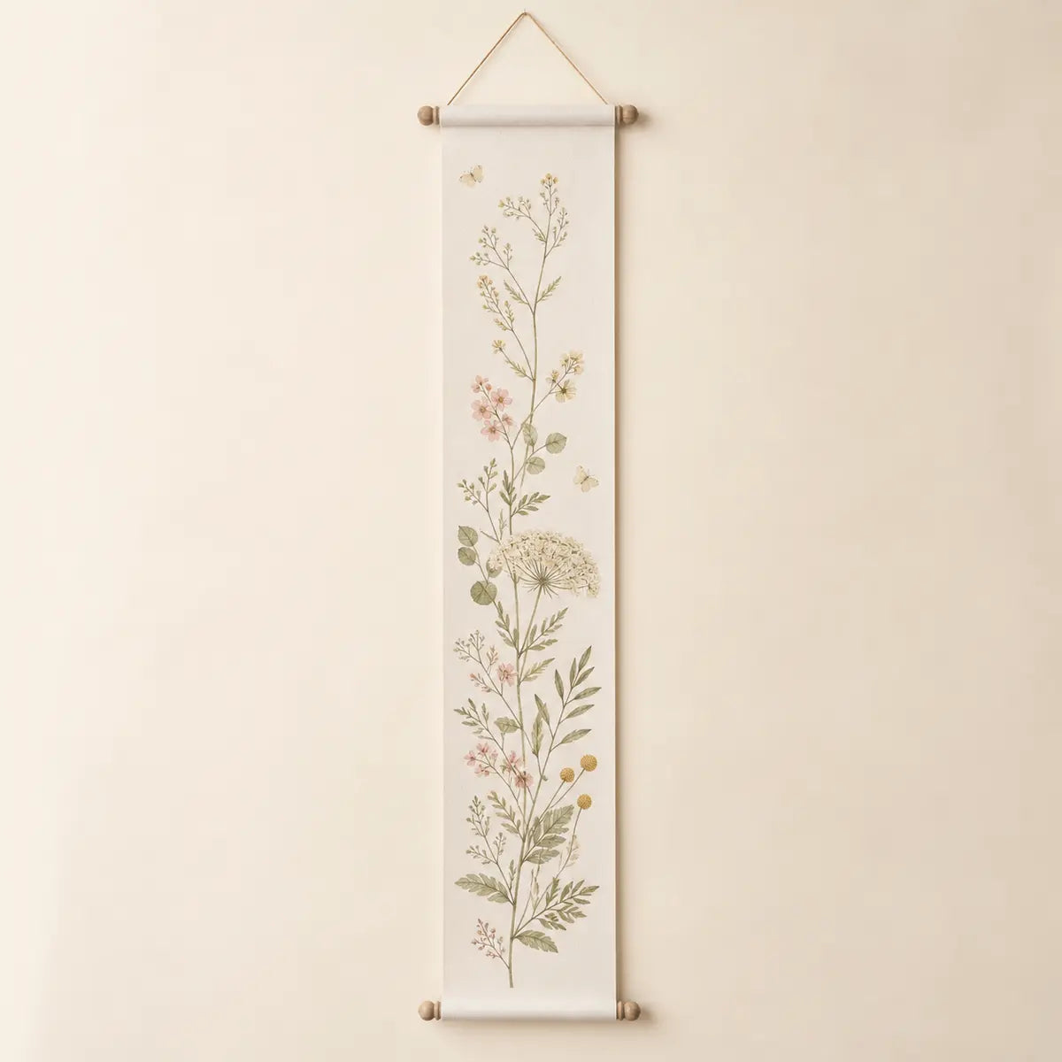 Meadow Growth Chart arranged as a clean baby shower product photo