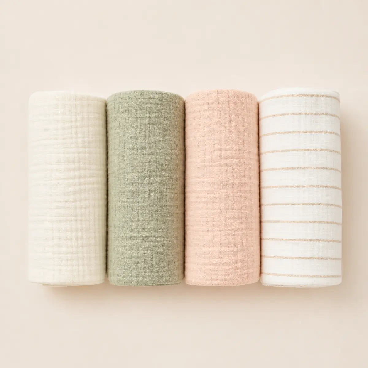 Muslin Burp Cloth Set arranged as a clean baby shower product photo