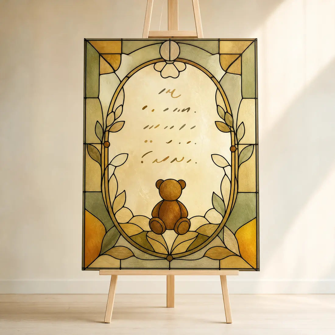 Teddy Glow Stained-Glass Sign, made to order by Hush & Bloom