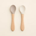 Wood & Silicone Teether Spoon Set arranged as a clean baby shower product photo