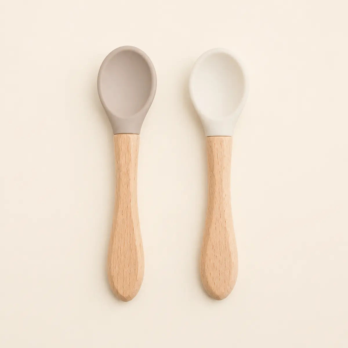 Wood & Silicone Teether Spoon Set arranged as a clean baby shower product photo